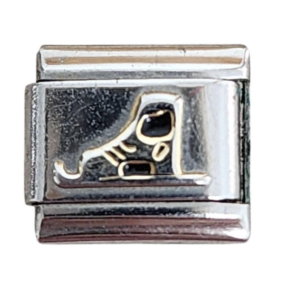 Uberry Italian Charm Link Ice Skate Sports 9mm Silver Bracelet Jewelry